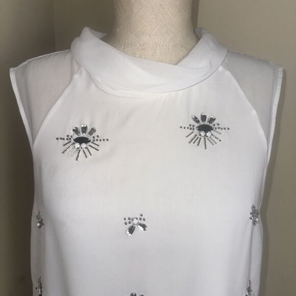 Robert Rodriguez Sleeveless Beaded Sheer Blouse Evening Wear Sz Medium EUC - Picture 2 of 10
